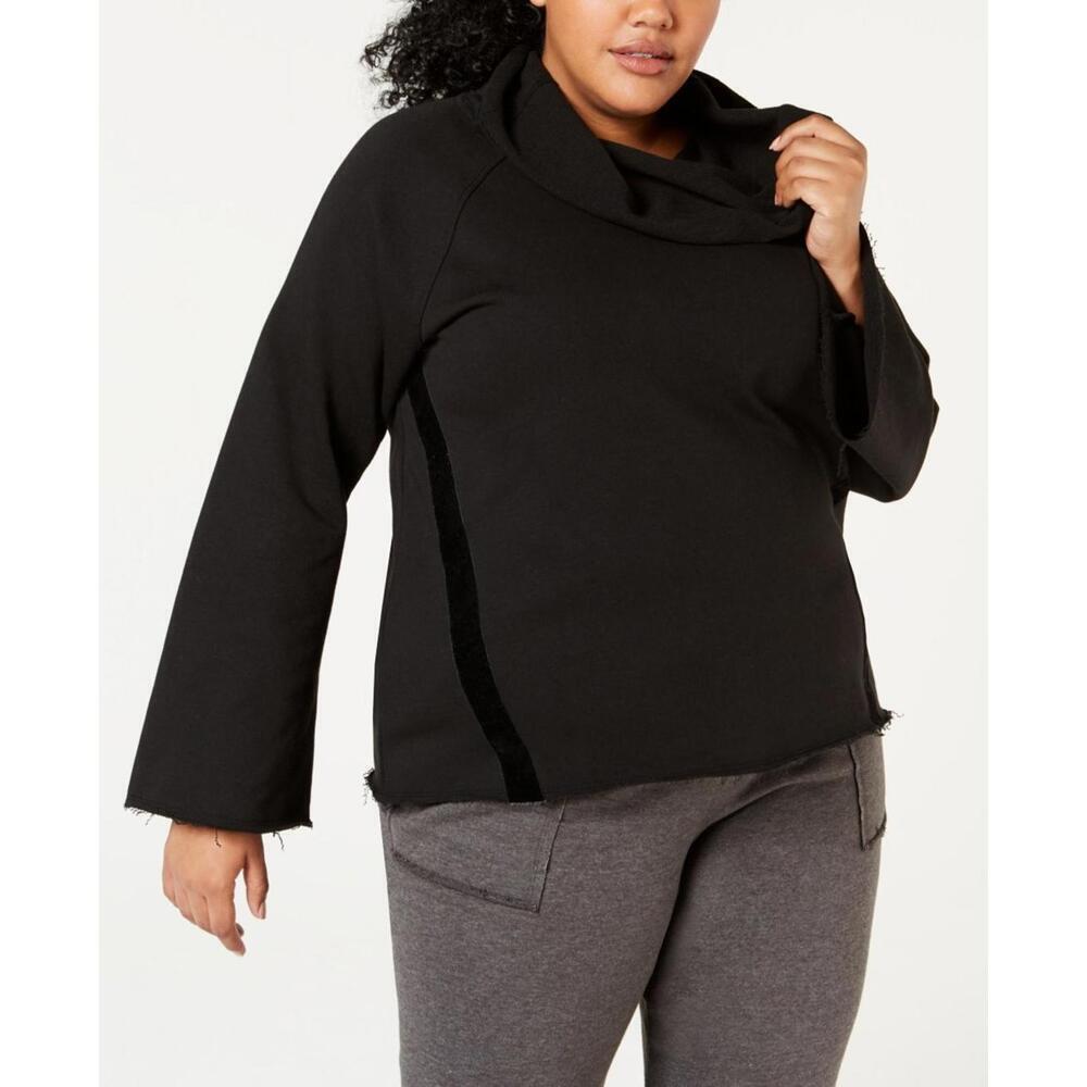 Ideology Womens Activewear Plus Size Cowl Neck Wide Sleeve Striped T Size 2X